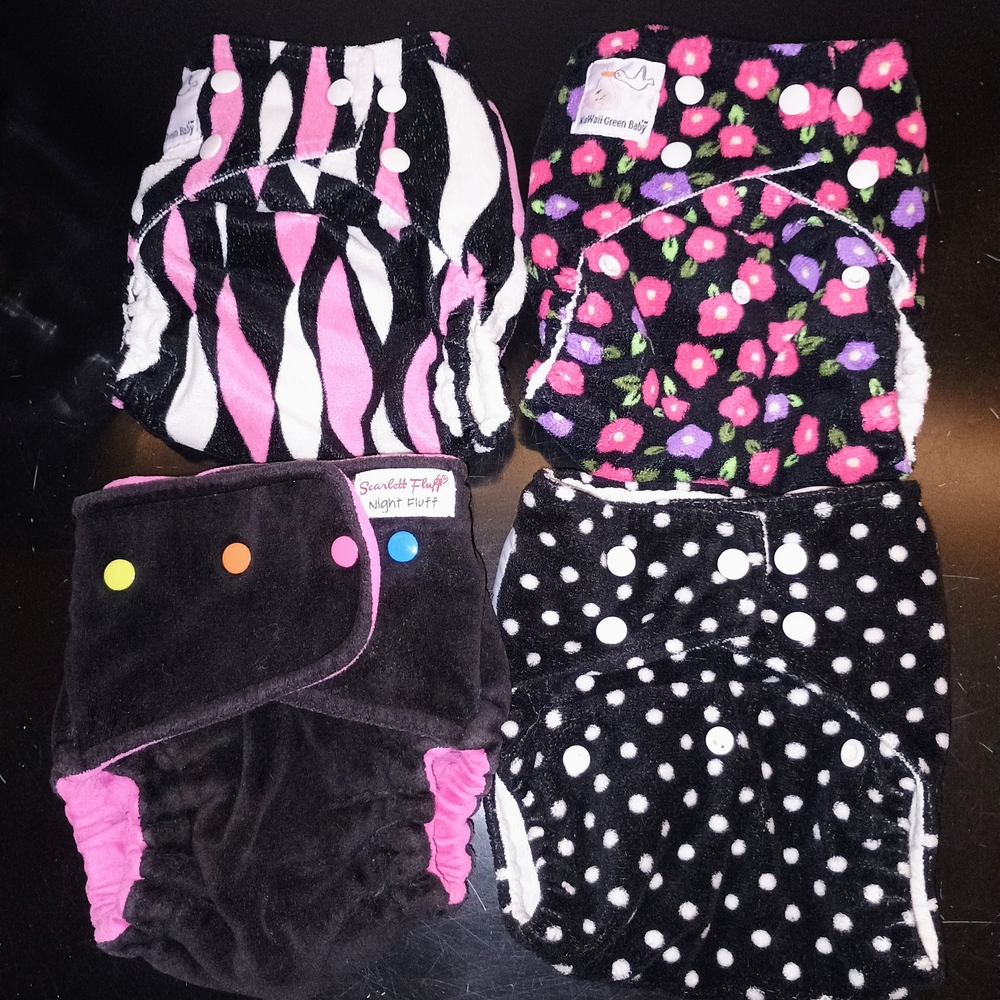 4x Minky Plush Cloth Diapers Set of 4 Minky Plush Cloth Diapers!